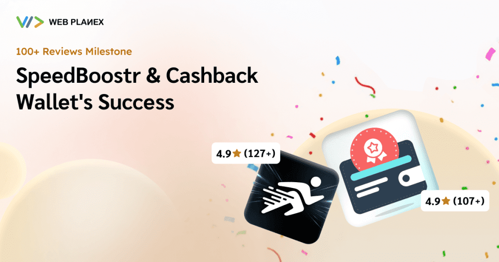 SpeedBoostr and Cashback Wallet apps celebrating 100+ reviews milestone